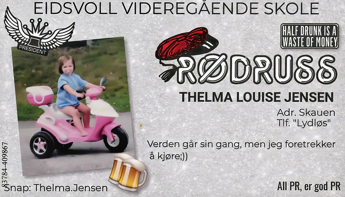 Her er russekortet til Thelma Louise