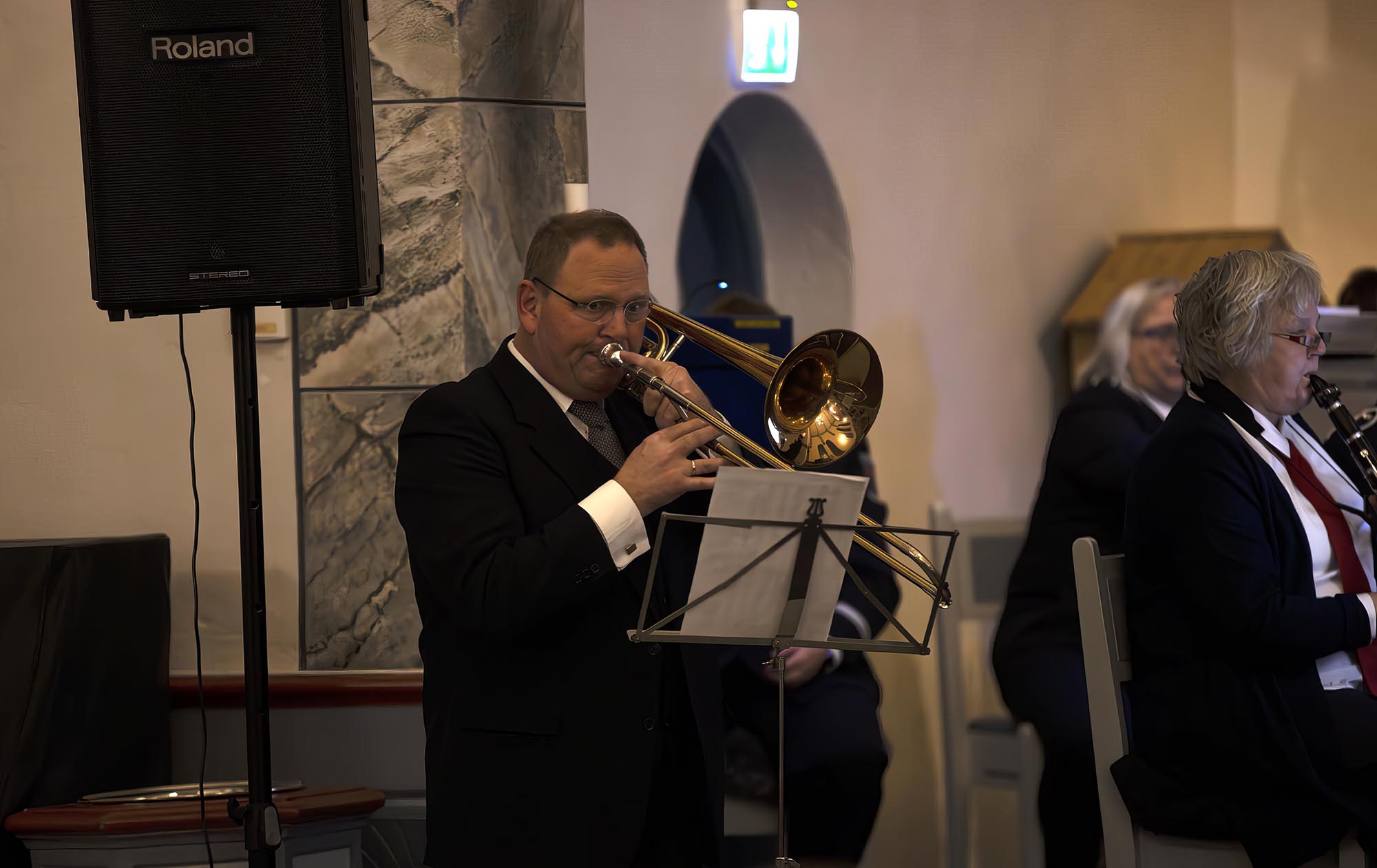 Rune Gundersen på trombone i Råholt kirke 18. desember