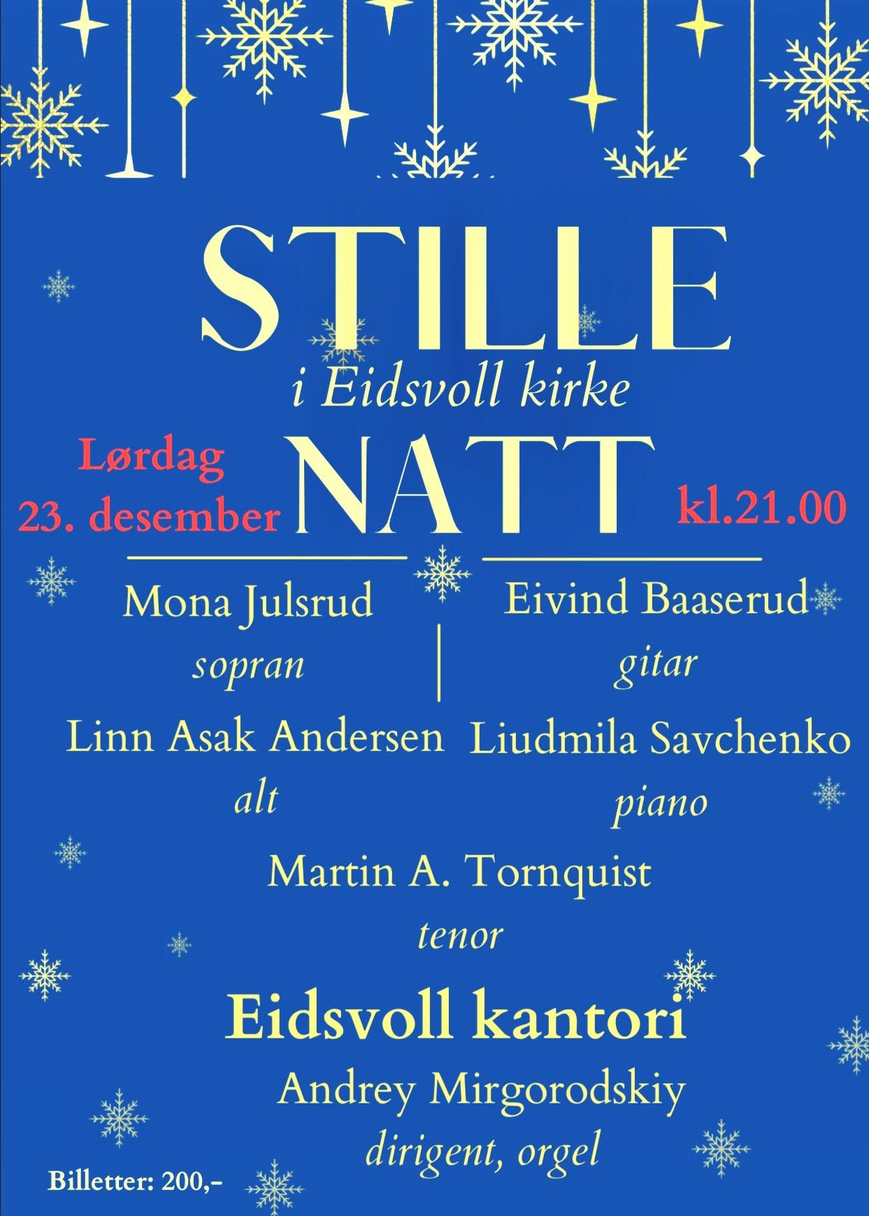 Stille natt i Eidsvoll kirke 23. desember 2023 Stille natt i Eidsvoll kirke 23. desember 2023