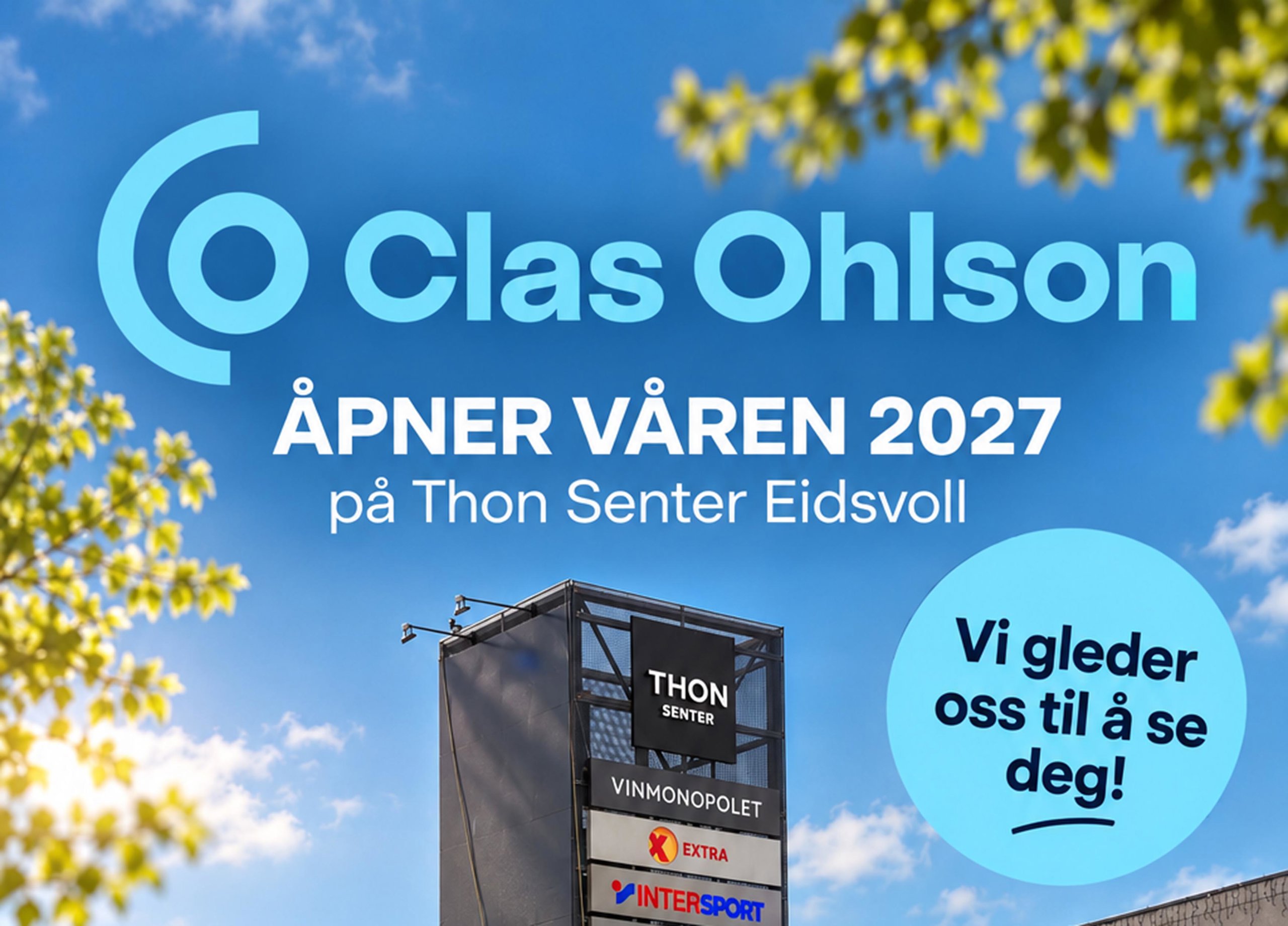 Våren 2027 kommer Clas Ohlson til Thon Senter Eidsvoll