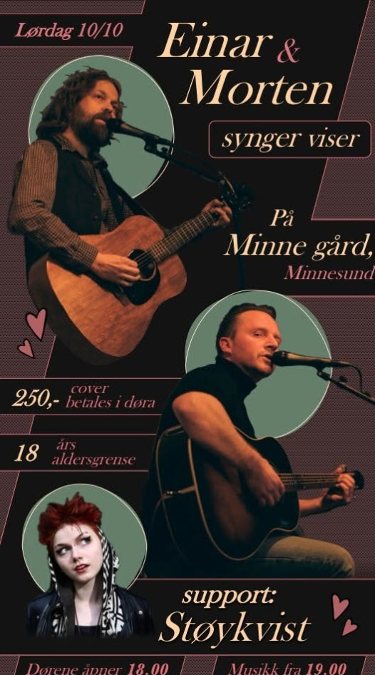Morten og Einar synger viser på Minne Gård